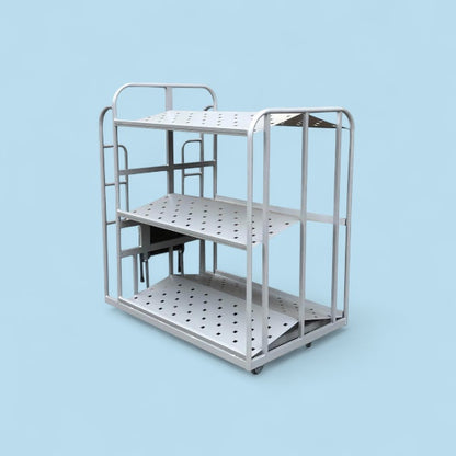 Large tilt shelf step trolley