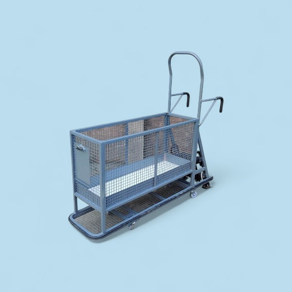 Mesh container step trolley