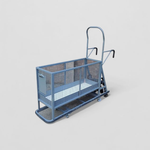 Mesh container step trolley