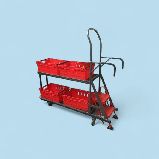 Step trolley with two shelves