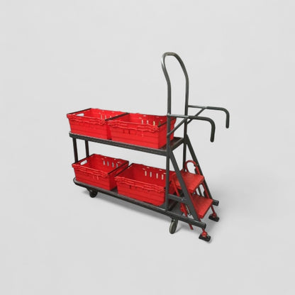 Step trolley with two shelves