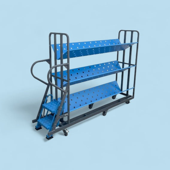 Large v shelf step trolley