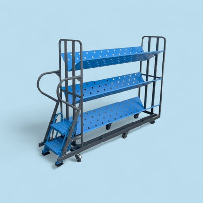 Large v shelf step trolley