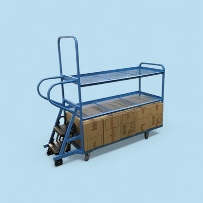 Flat shelf step trolley