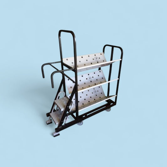 V shelf step trolley