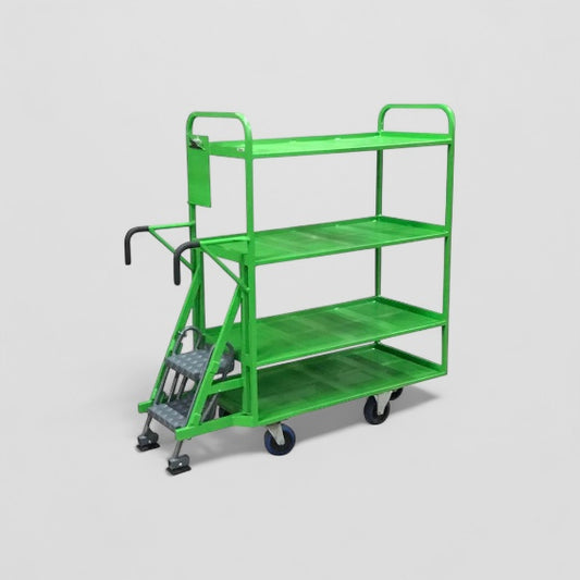 Step trolley with four shelves