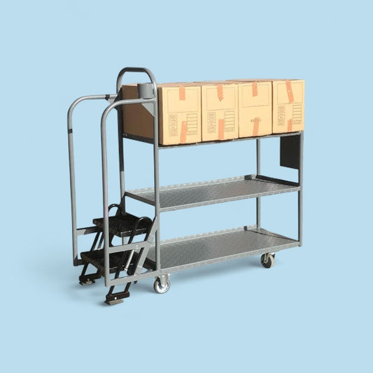Three shelf step trolley