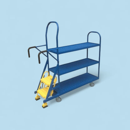 Three shelf step trolley