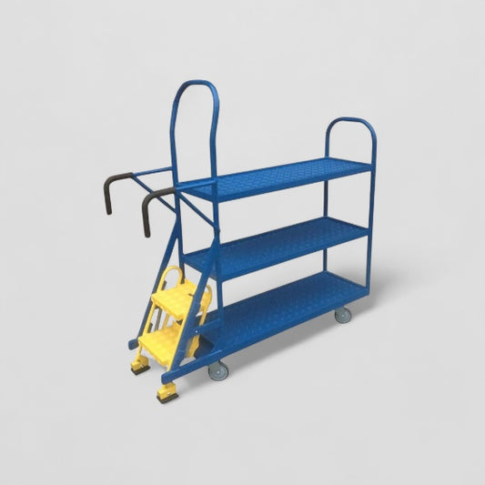 Three shelf step trolley