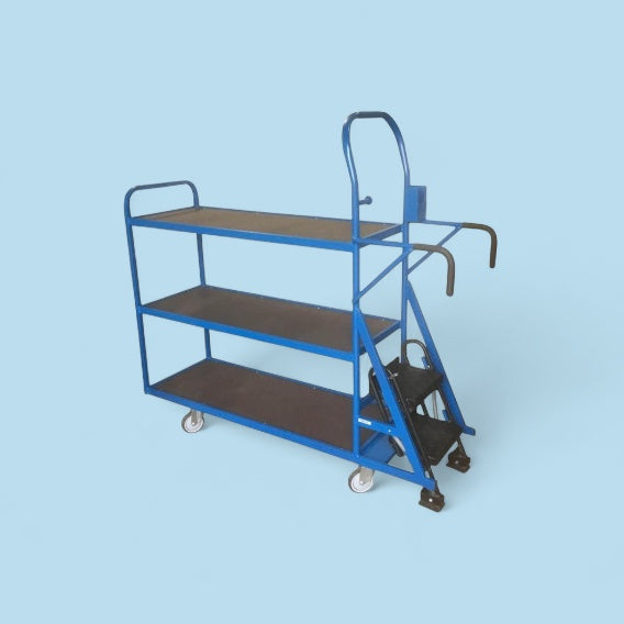 Flat shelf picking step trolley