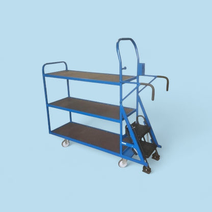 Flat shelf picking step trolley