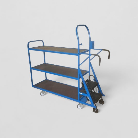Flat shelf picking step trolley