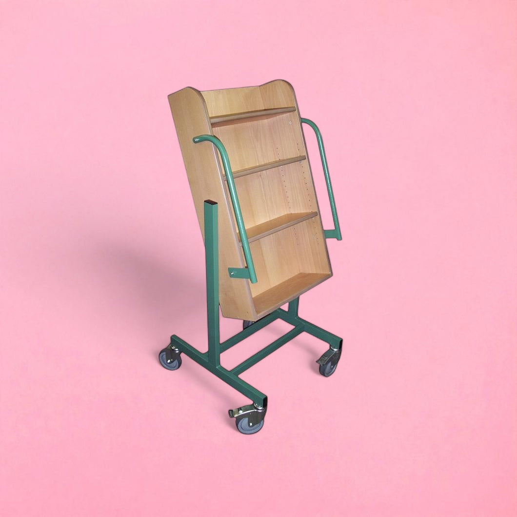 Single sided library book trolley