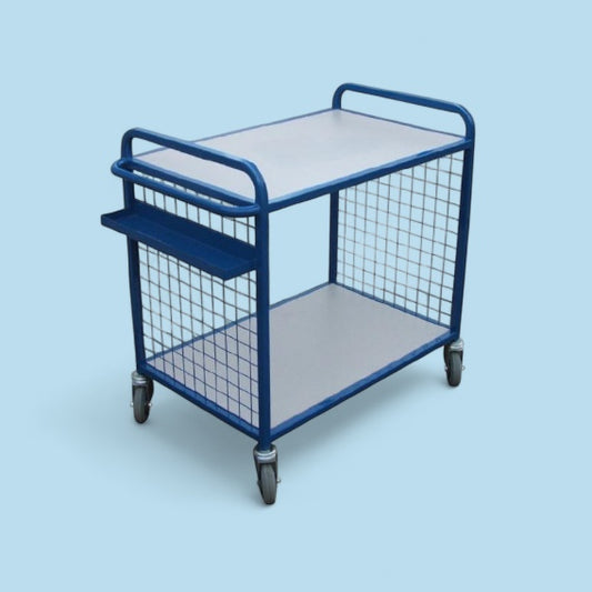 2 flat shelf trolley with mesh ends