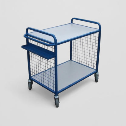 2 flat shelf trolley with mesh ends