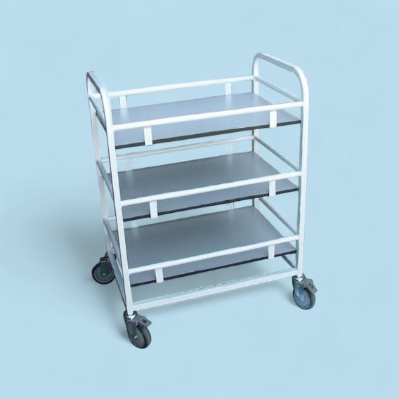 3 flat shelf trolley with sides