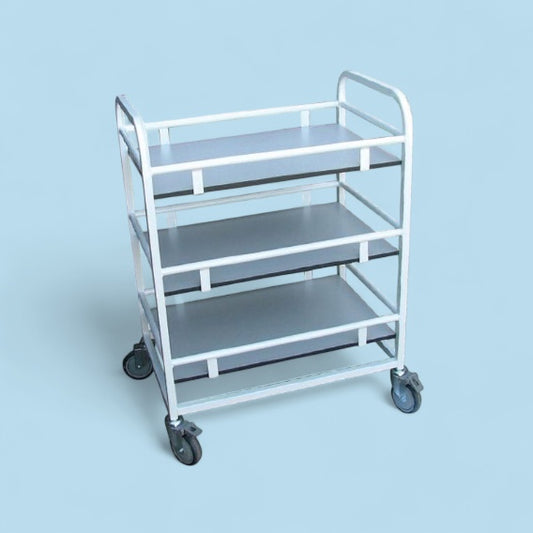 3 flat shelf trolley with sides