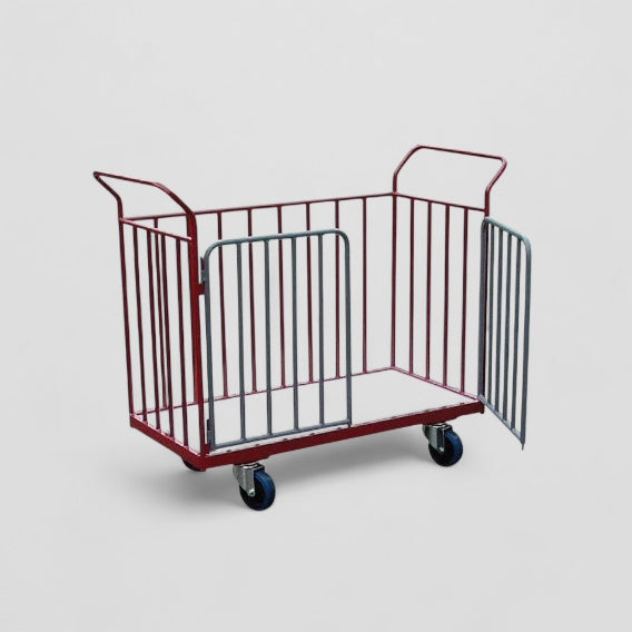 Industrial cage trolley with gate doors