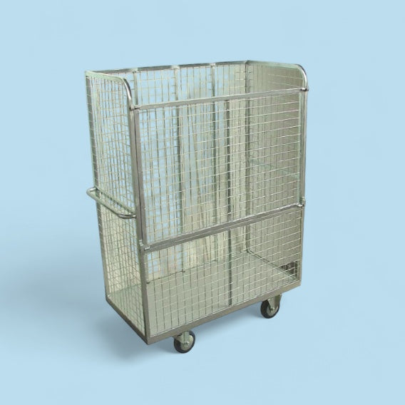 Mesh trolley with fold down door