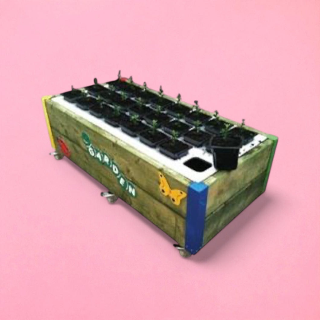 Garden box with 24 small planters