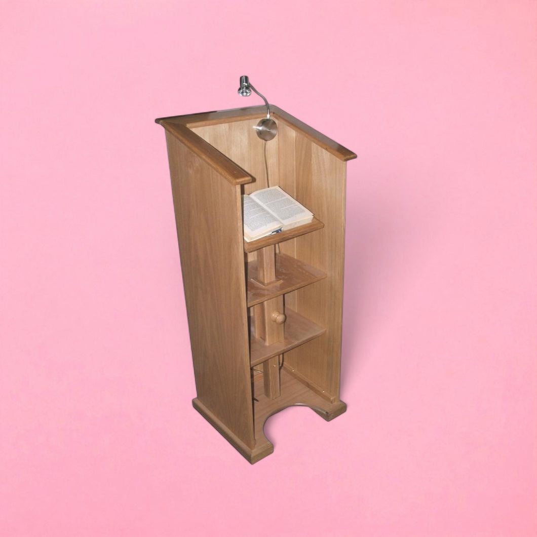 Height adjustable enclosed lectern