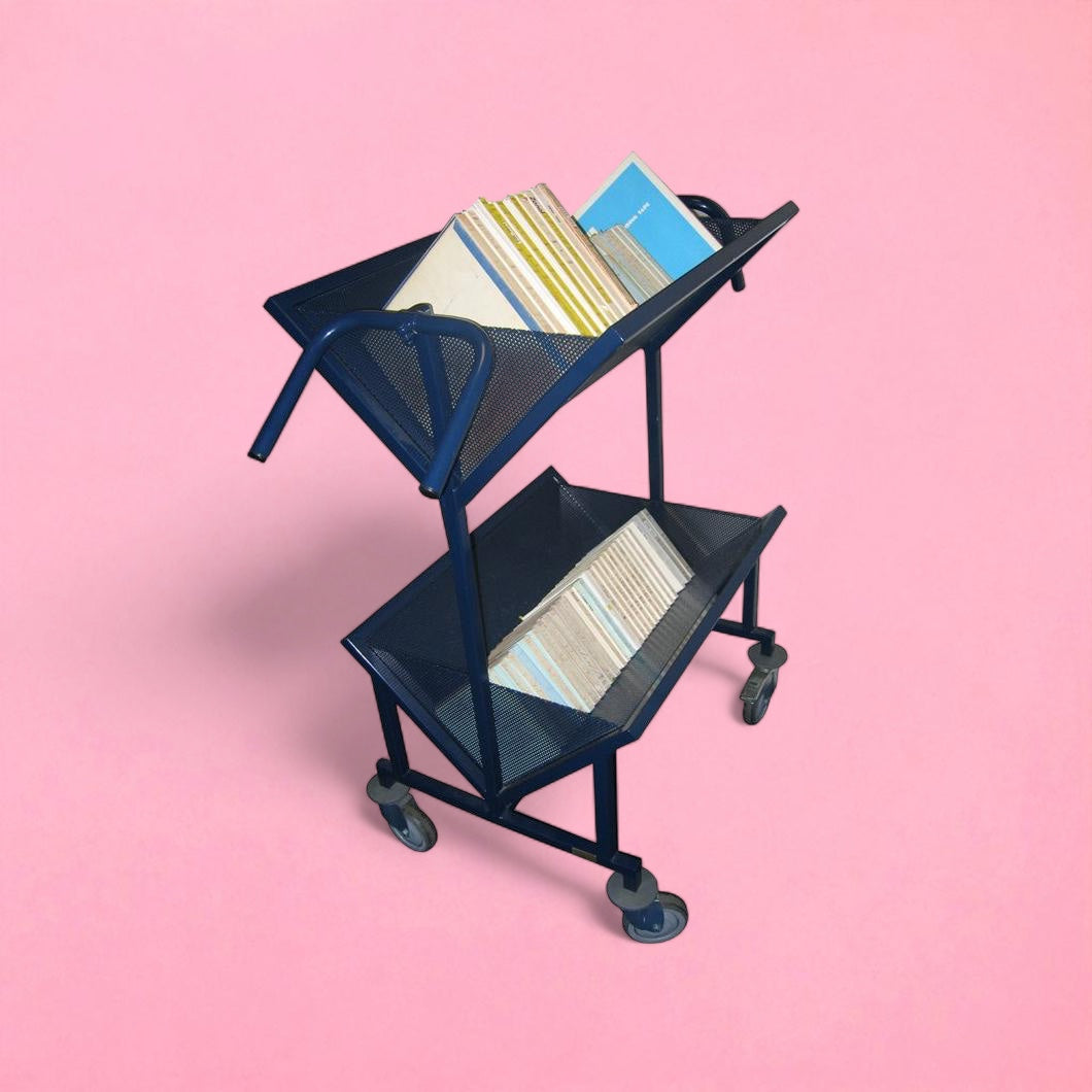 Large angled trough book trolley