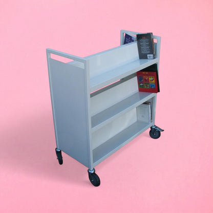 Metal double sided book trolley