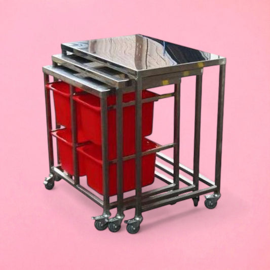 Stainless steel nesting trolley set