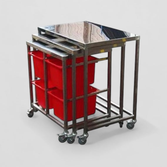 Stainless steel nesting trolley set
