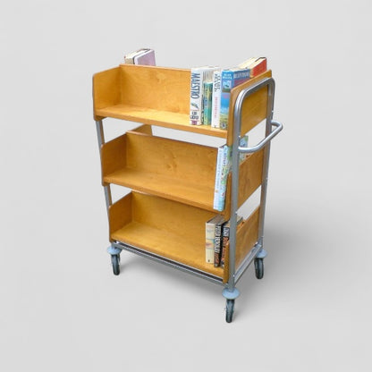 Wood and steel book trolley