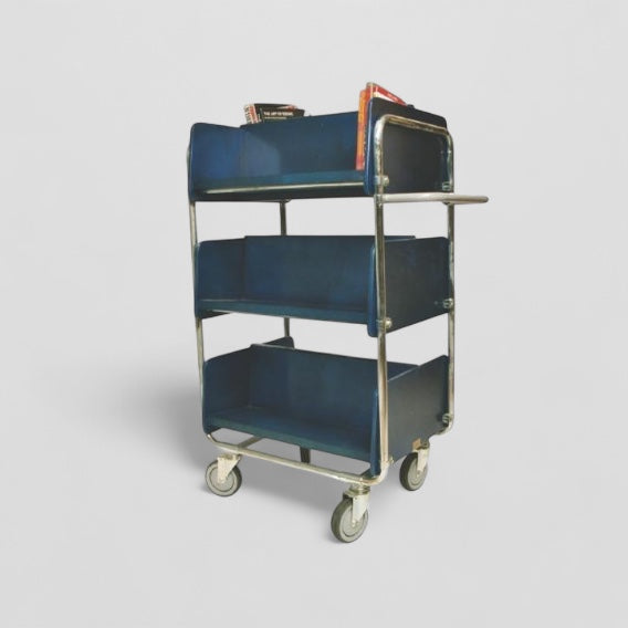 Wood and steel book trolley