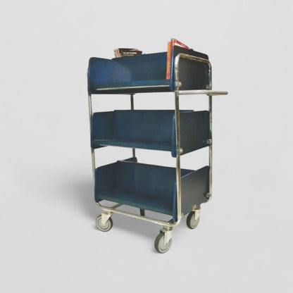 Wood and steel book trolley