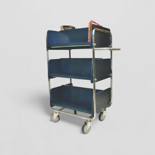 Wood and steel book trolley