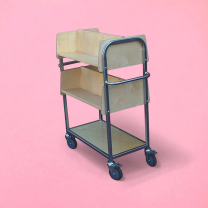 Wood and steel book trolley
