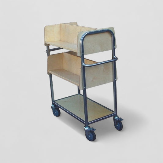 Wood and steel book trolley