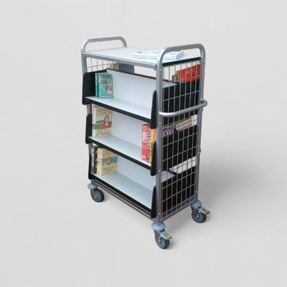 Wood and steel book trolley