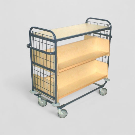 Wood and steel book trolley