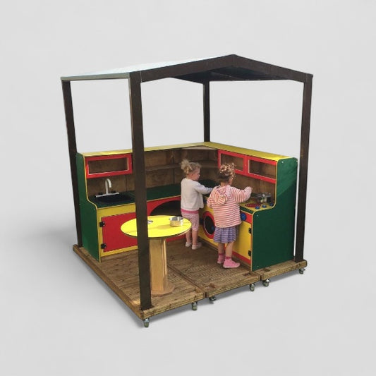 Outdoor role play muddy kitchen