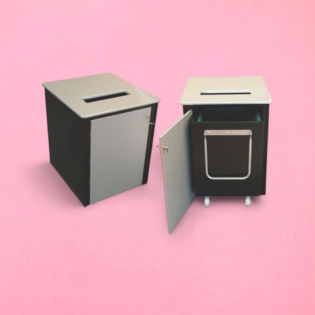 2 part wooden book returns bin