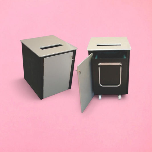 2 part wooden book returns bin