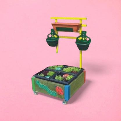 Foundation stage 4 or 6 garden planter box with back rail & hanging baskets