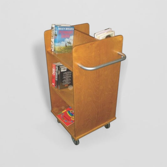Solid wood desk side book trolley