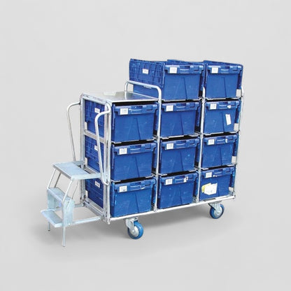 12 tote box trolley with step ladder