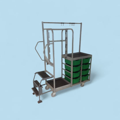 Clothes rail step trolley with drawers tb46