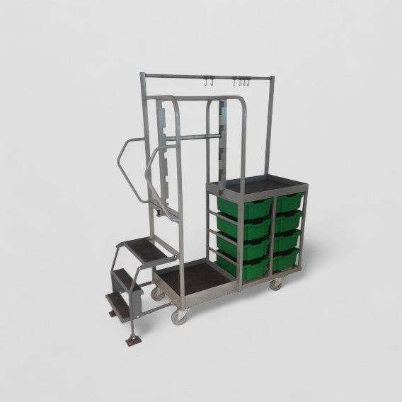 Clothes rail step trolley with drawers tb46