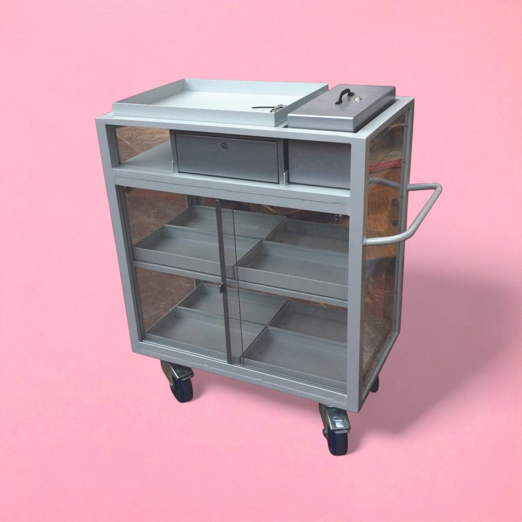 Lockable cash sales trolley