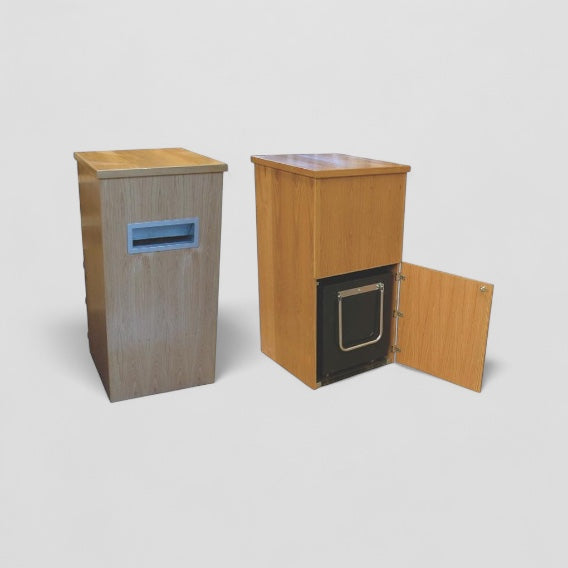 Wooden 2 part book returns bin