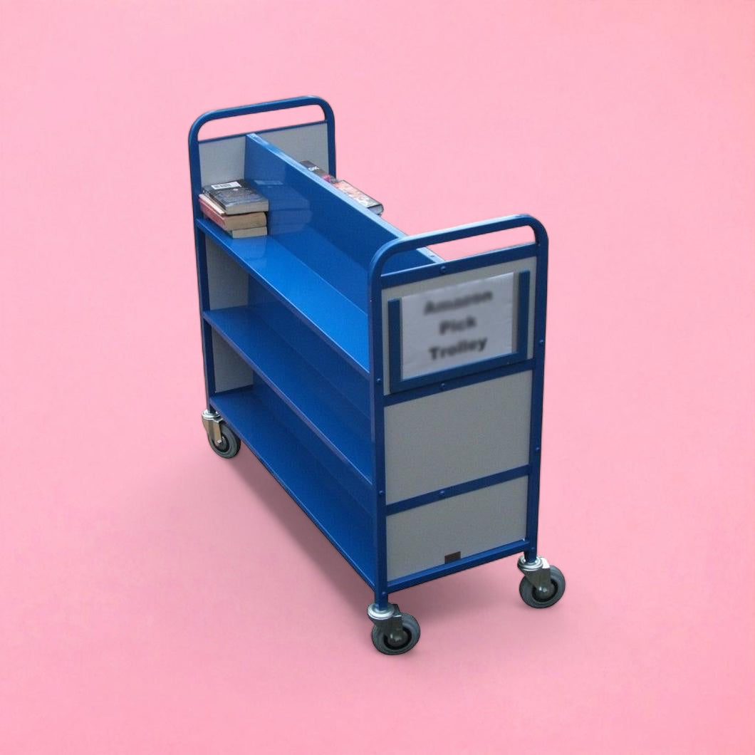 Aluminium double sided book picking trolley
